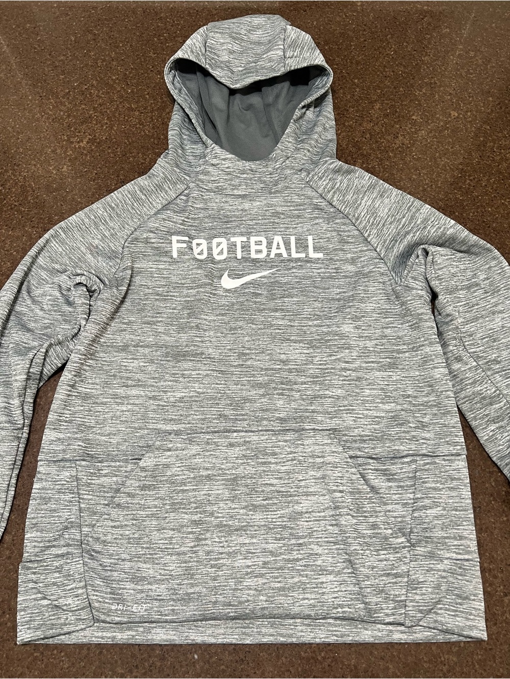 Nike Gray Marled Football Hooded Pullover